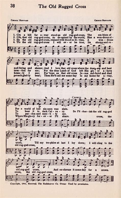Old Rugged Cross Hymn Printable
